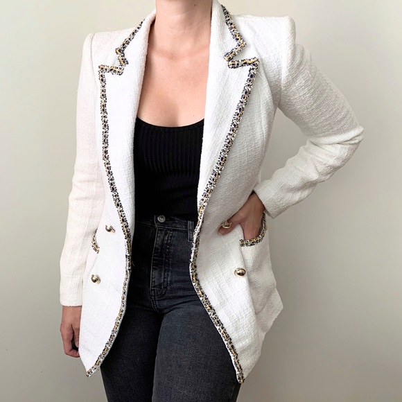 Zara Jackets & Blazers - Zara Long White Double Breasted Blazer